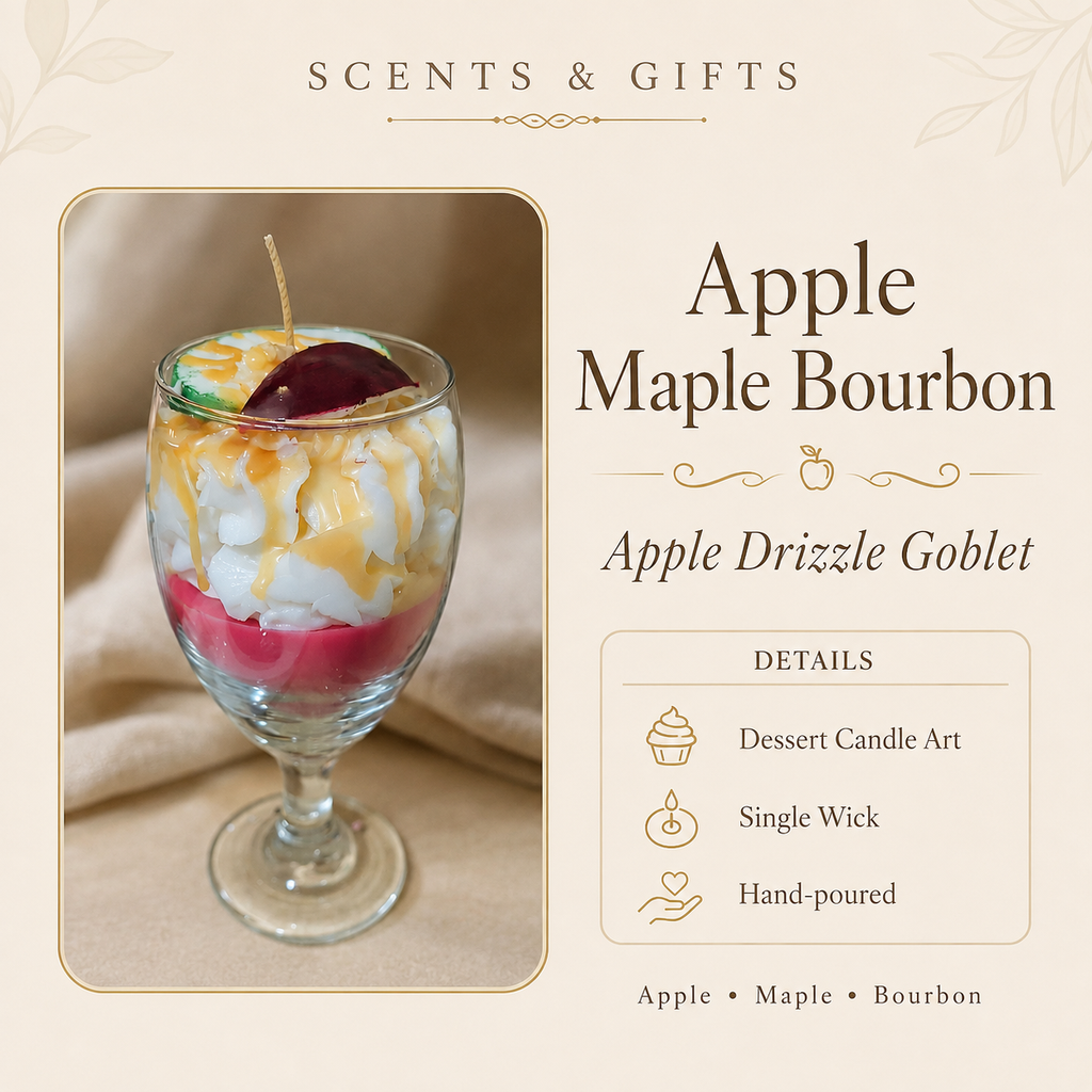 Scents & Gifts Apple Maple Bourbon Apple Drizzle goblet candle details