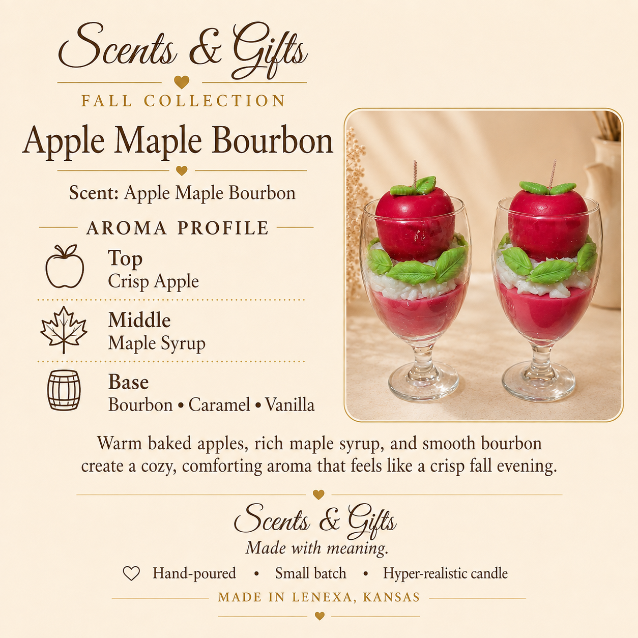 Scents & Gifts Apple Maple Bourbon whole-apple goblet candle aroma profile