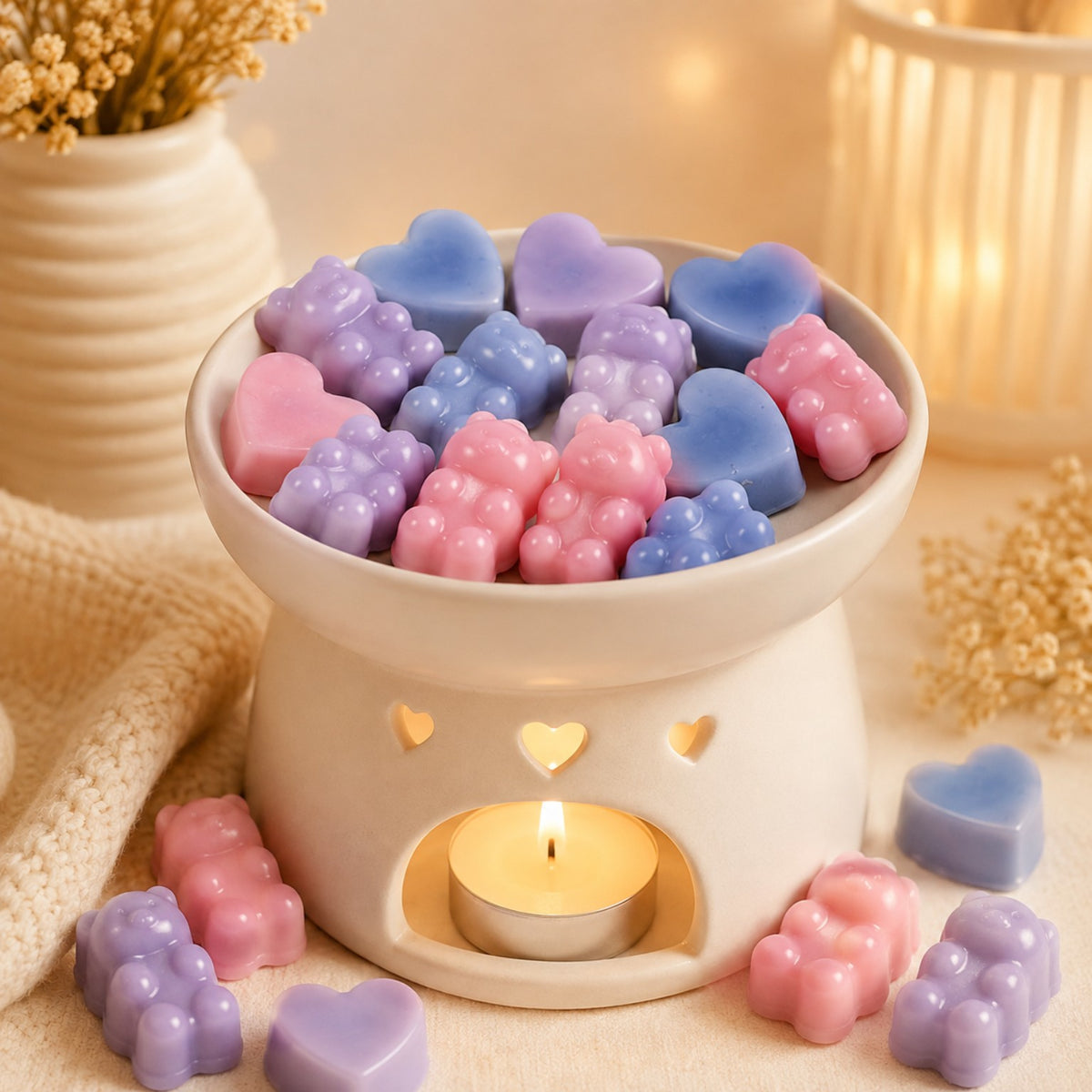 Berry Bears wax melts in a warm wax warmer setting