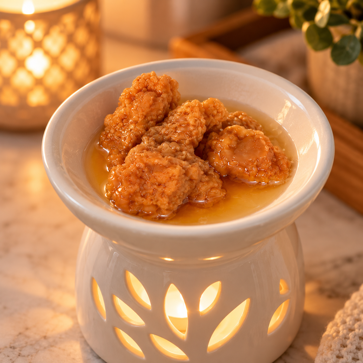 Chicken Drum Wax Melts shown in a wax warmer