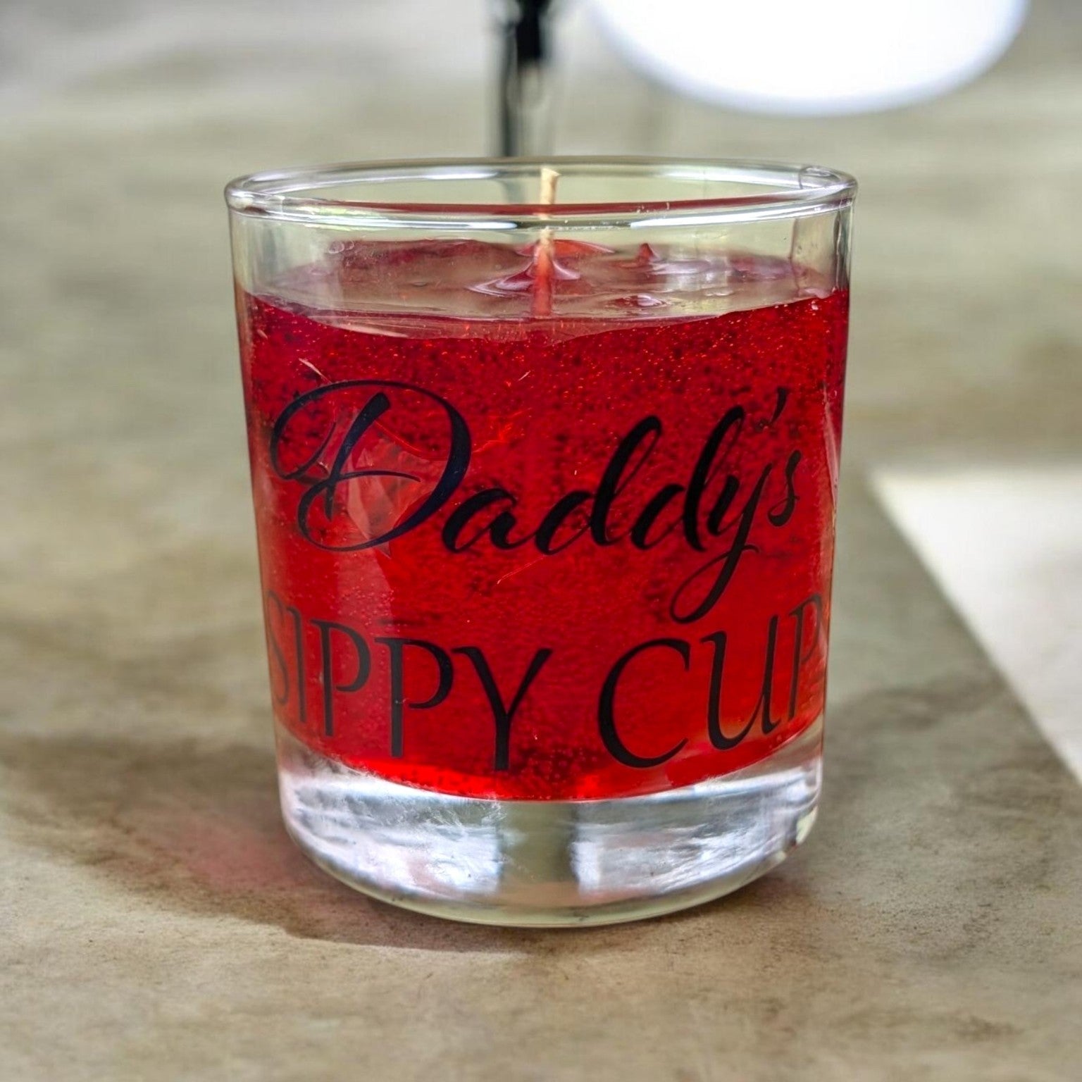 Red Daddy's Sippy Cup decorative gel candle by Scents & Gifts
