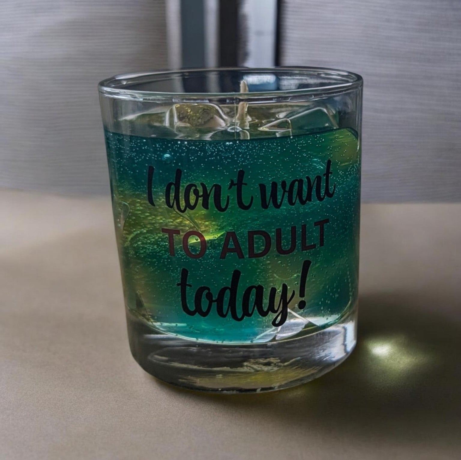 Don't Want to Adult blue-green decorative gel candle by Scents & Gifts