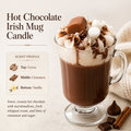 Hot Chocolate Irish Mug Candle with scent profile: cocoa, cinnamon, and vanilla
