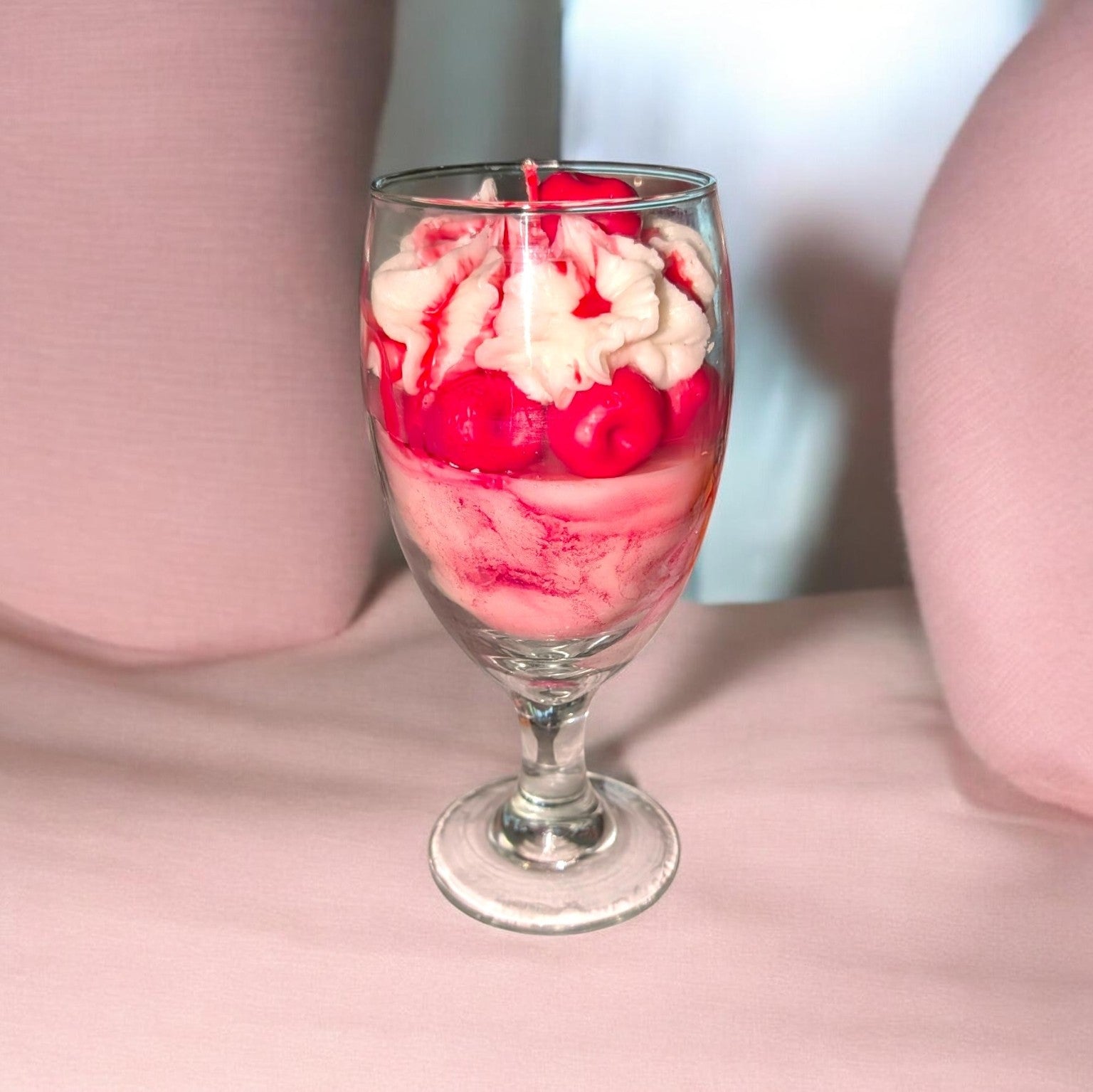 Cherry sundae hyper-realistic dessert candle handcrafted by Scents & Gifts
