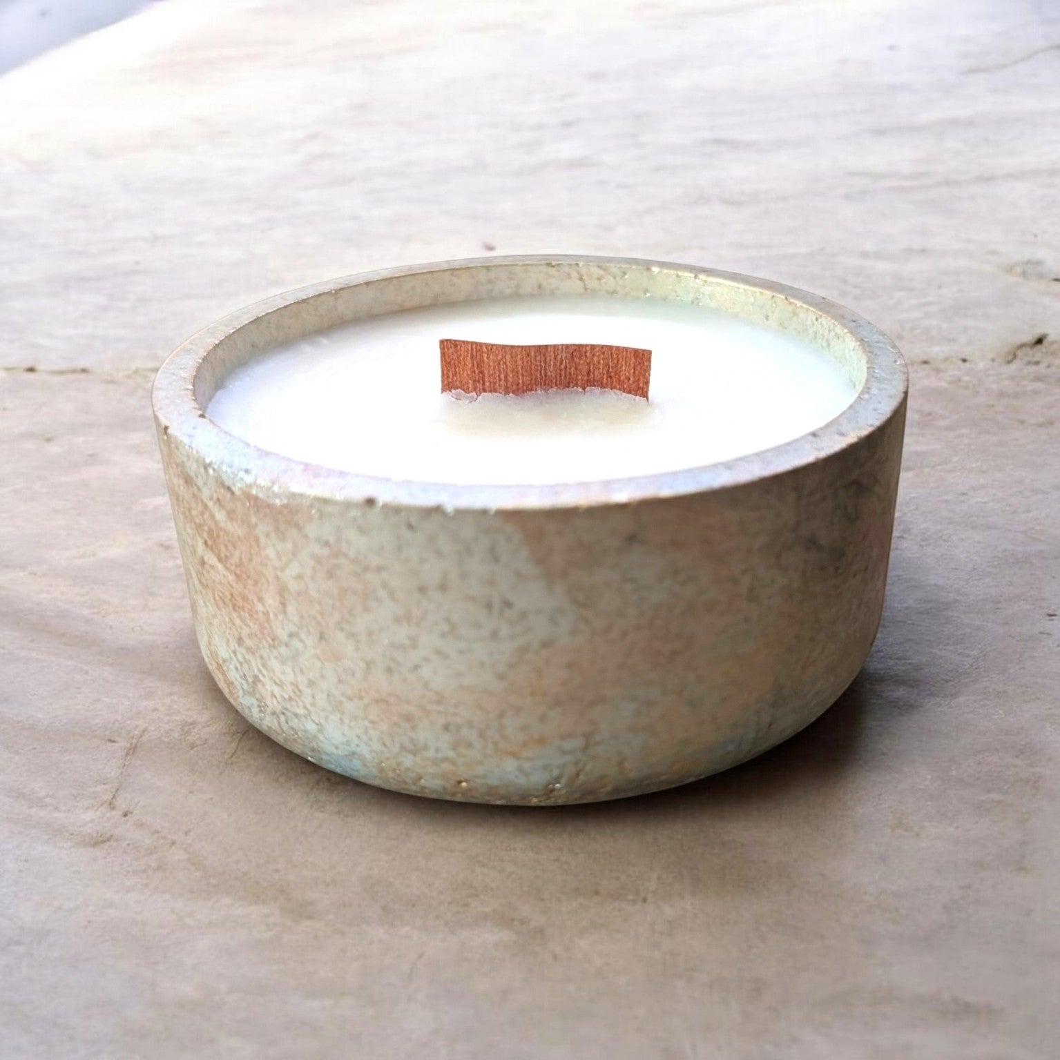 Industrial Serenity natural cement candle with soy wax and wooden wick