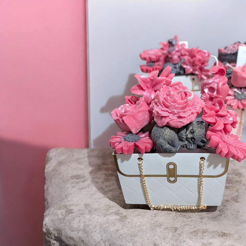 Pink Sugar Halloween Flower Candle and Wax Melt Bouquet style 2 by Scents & Gifts
