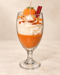 Pumpkin Frost dessert candle in glass goblet