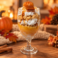 Sassy Pumpkin hyper-realistic goblet candle with pumpkin and crumble toppers