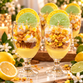 7 Up Crunch Cake dessert goblet candles with lemon lime wax toppers, fluffy whipped wax and yellow crunchy-looking cake crumbs — Scents & Gifts hero image