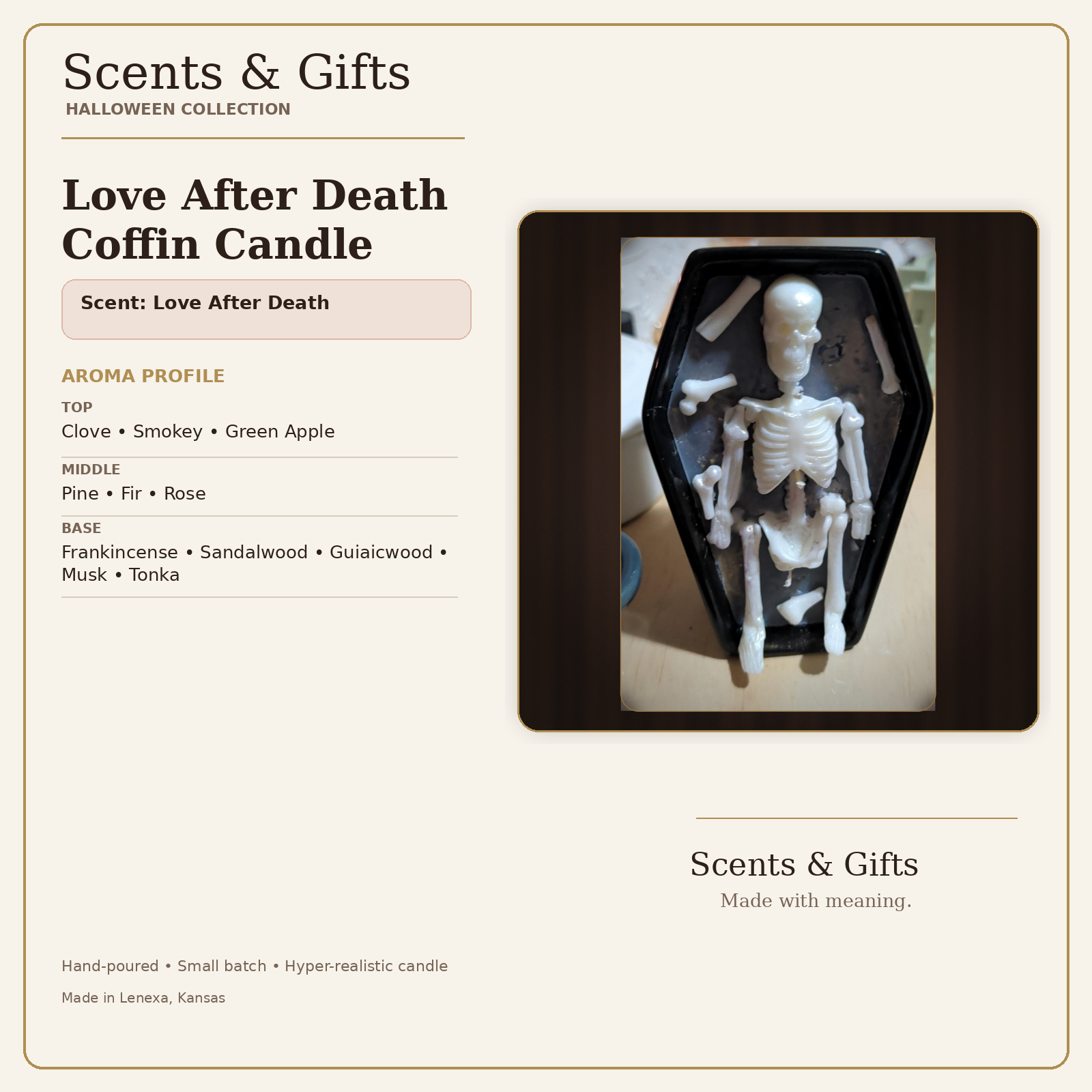 Love After Death coffin candle aroma profile