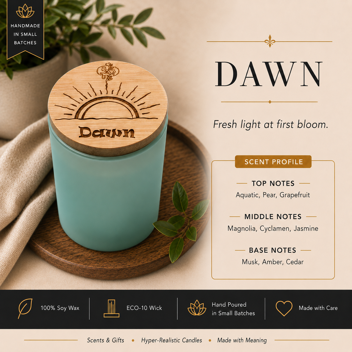 Simply Soy Dawn candle scent profile