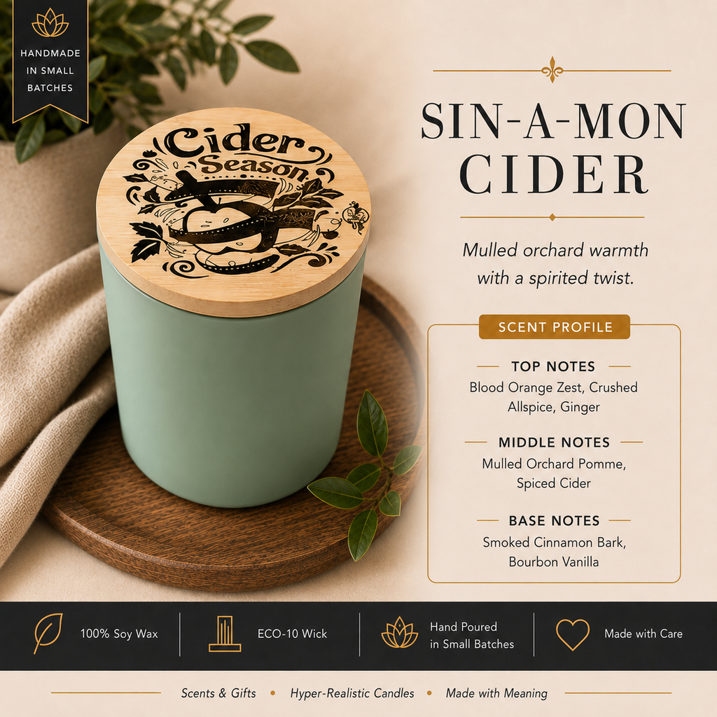 Simply Soy SIN-A-MON CIDER candle scent profile
