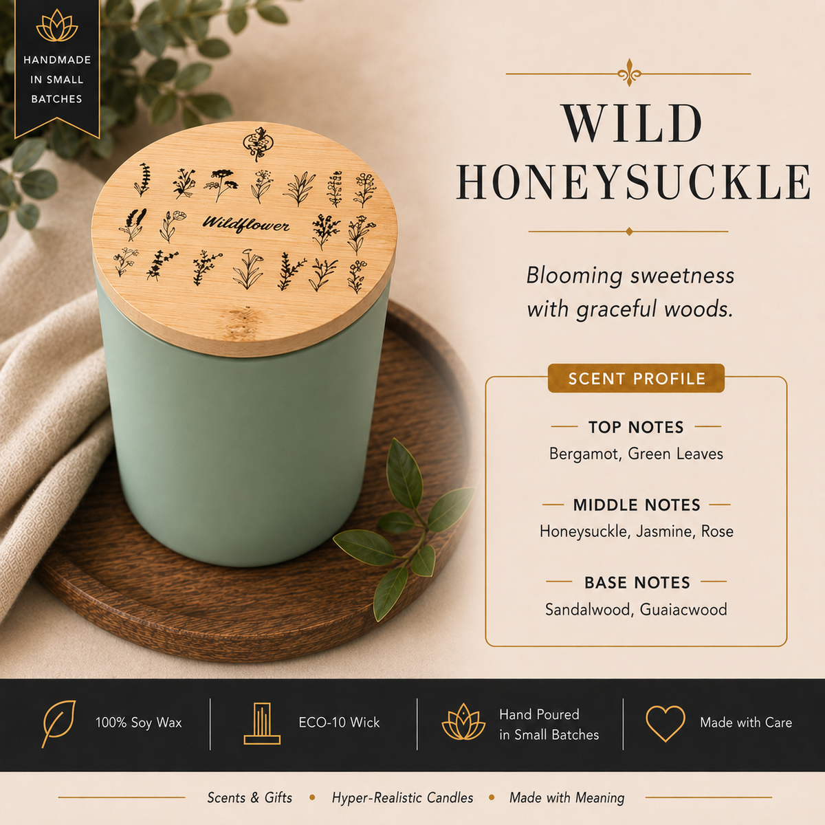Simply Soy Wild Honeysuckle candle scent profile