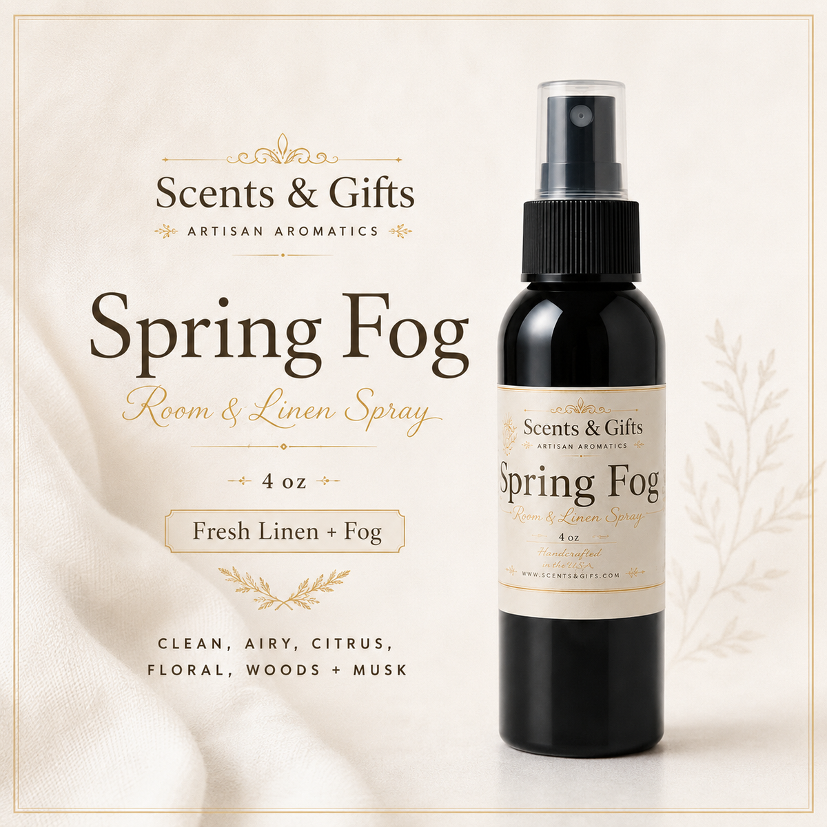 Spring Fog Room and Linen Spray scent profile by Scents & Gifts