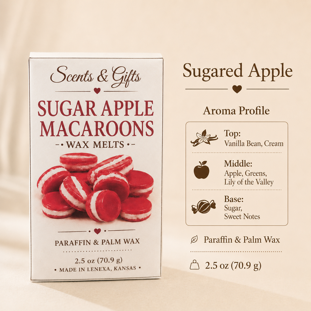 Sugared Apple aroma profile for Sugar Apple Macaroons wax melts